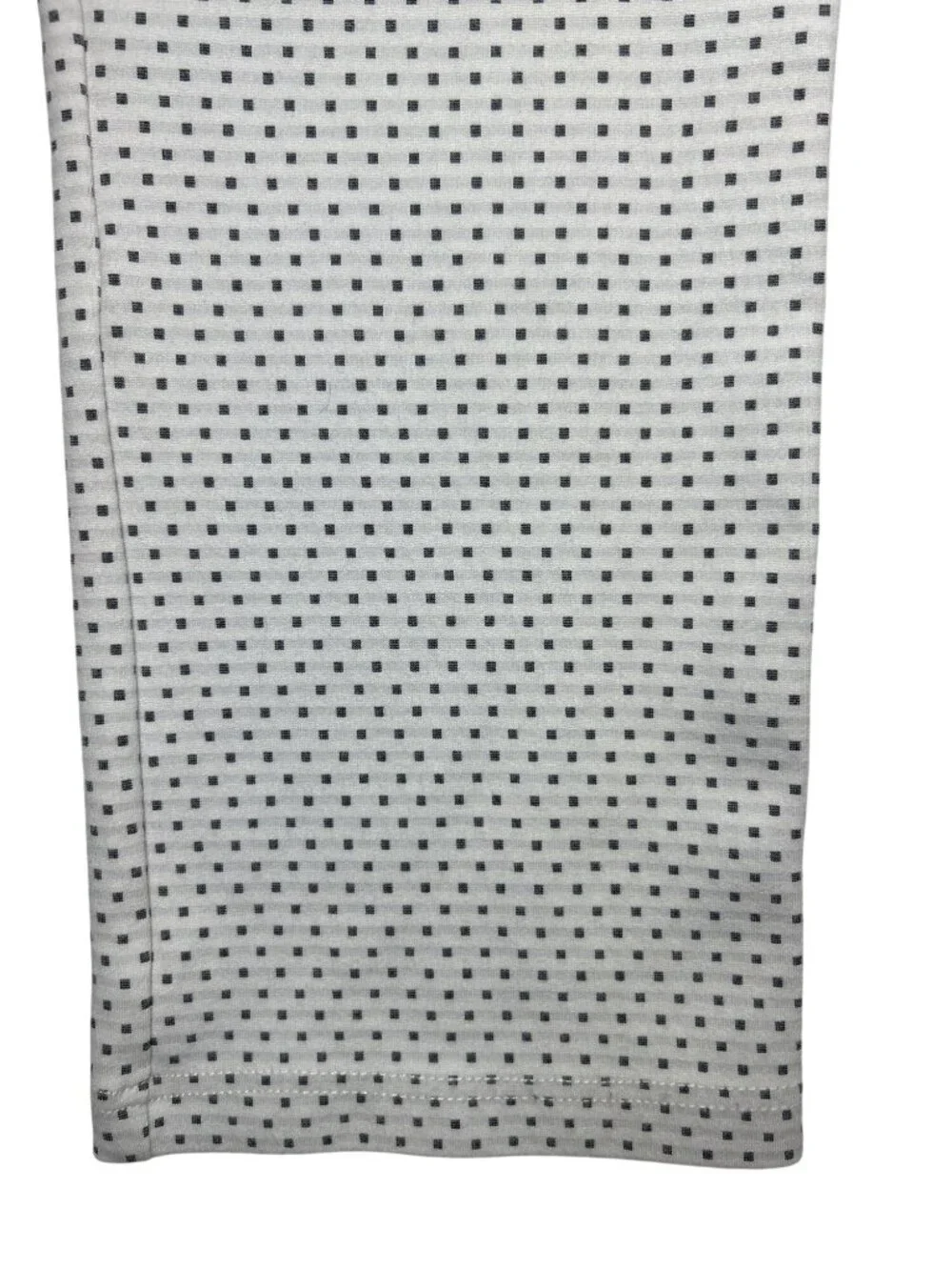 Betabrand Women's M Straight-Leg Pants White Micro Squares Stretch Hidden Pocket